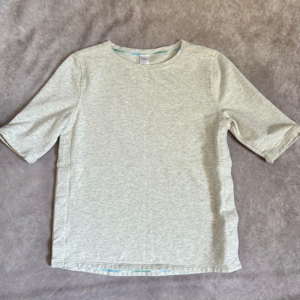 Lululemon Ivivva short sleeve sweatshirt girls 8 cream snap side crewneck